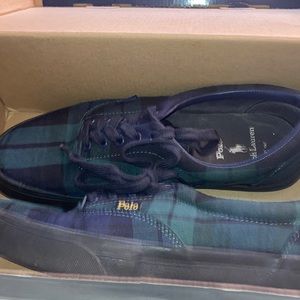 Blue and green plaid polo shoes